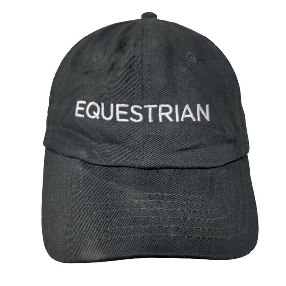 Equestrian Slideback Hat Black One Size Adjustable Embroidered 6 Panel DALIX - Picture 1 of 7